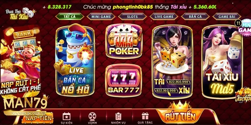 Các trò chơi hấp dẫn không thể bỏ lỡ tại MAN79